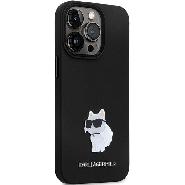 Θήκη για Apple iPhone 14 Pro Max, Karl Lagerfeld, Silicone Choupette Metal, Μαύρη