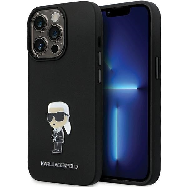 Θήκη για Apple iPhone 14 Pro Max, Karl Lagerfeld, Silicone Ikonik Karl Metal, Μαύρη