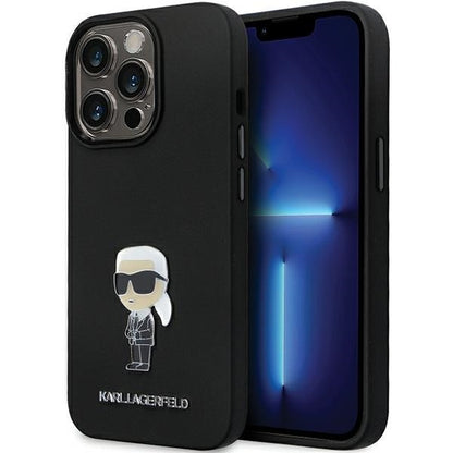 Θήκη για Apple iPhone 14 Pro Max, Karl Lagerfeld, Silicone Ikonik Karl Metal, Μαύρη