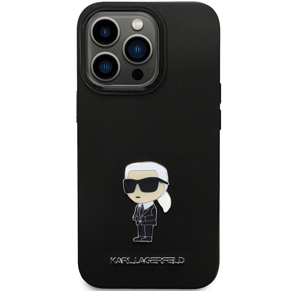 Θήκη για Apple iPhone 14 Pro Max, Karl Lagerfeld, Silicone Ikonik Karl Metal, Μαύρη