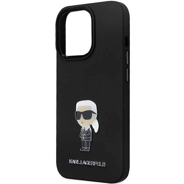 Θήκη για Apple iPhone 14 Pro Max, Karl Lagerfeld, Silicone Ikonik Karl Metal, Μαύρη