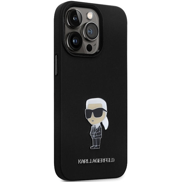Θήκη για Apple iPhone 14 Pro Max, Karl Lagerfeld, Silicone Ikonik Karl Metal, Μαύρη