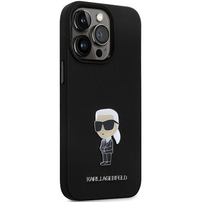 Θήκη για Apple iPhone 14 Pro Max, Karl Lagerfeld, Silicone Ikonik Karl Metal, Μαύρη