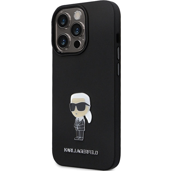 Θήκη για Apple iPhone 14 Pro Max, Karl Lagerfeld, Silicone Ikonik Karl Metal, Μαύρη