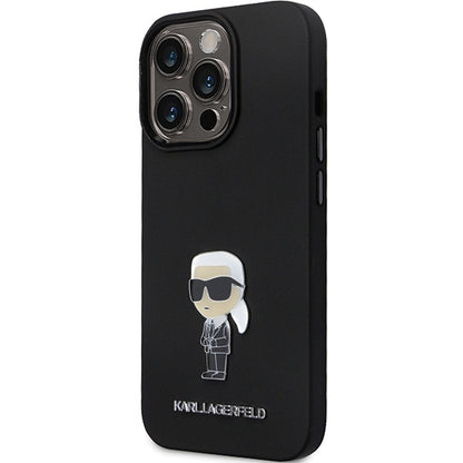 Θήκη για Apple iPhone 14 Pro Max, Karl Lagerfeld, Silicone Ikonik Karl Metal, Μαύρη