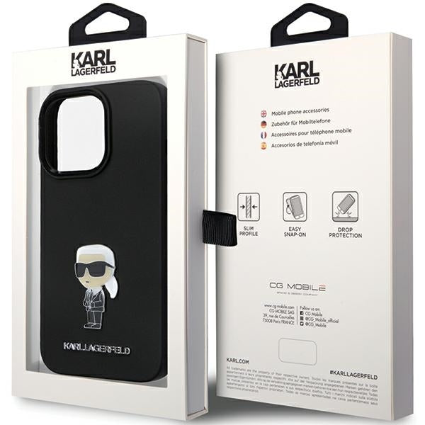Θήκη για Apple iPhone 14 Pro Max, Karl Lagerfeld, Silicone Ikonik Karl Metal, Μαύρη