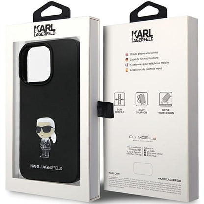 Θήκη για Apple iPhone 14 Pro Max, Karl Lagerfeld, Silicone Ikonik Karl Metal, Μαύρη