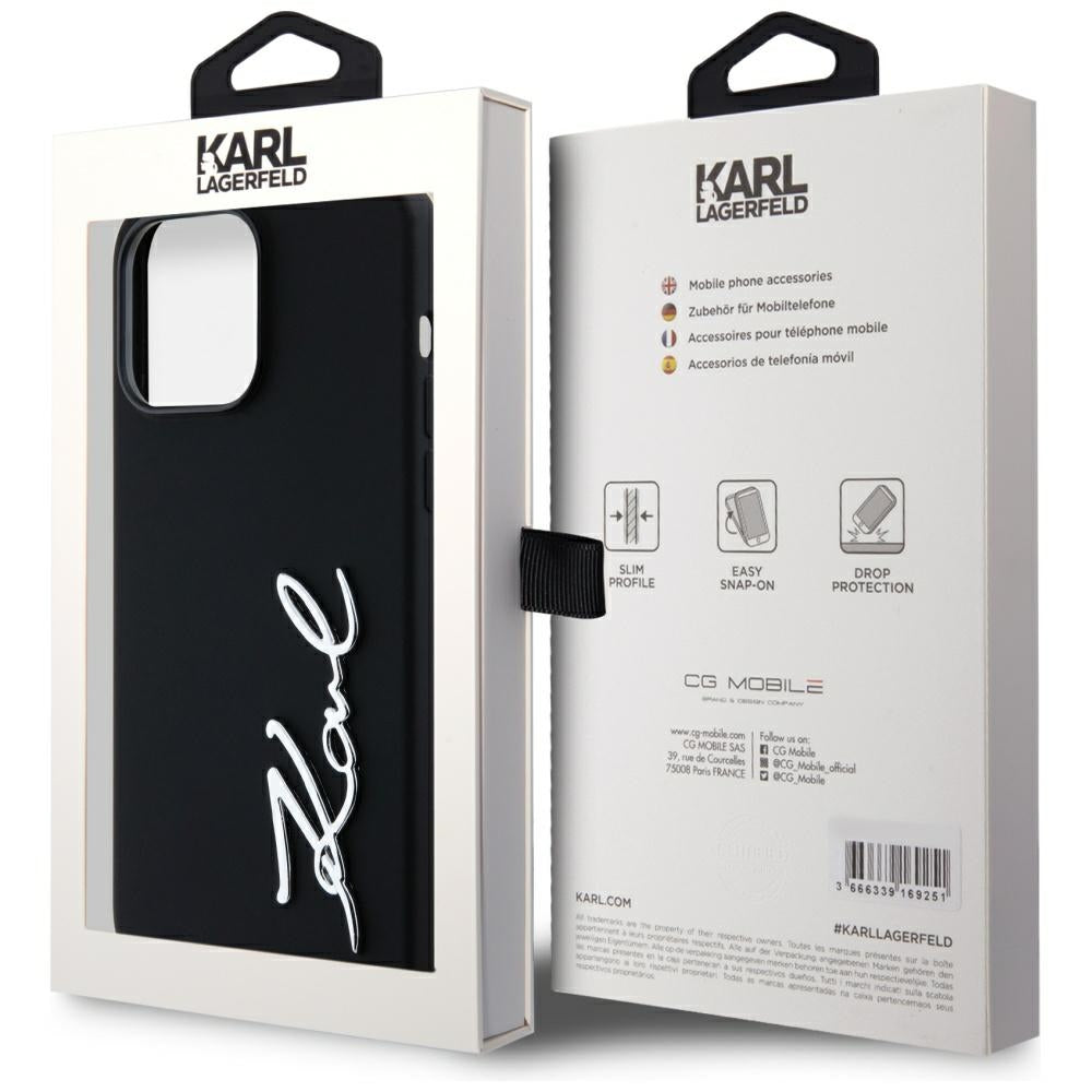Θήκη για Apple iPhone 14 Pro Max, Karl Lagerfeld, Silicone Script, Μαύρη