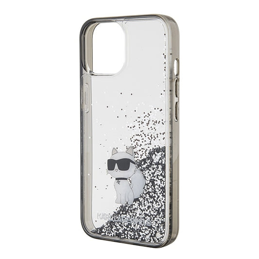 Θήκη για Apple iPhone 15 / 14 / 13, Karl Lagerfeld, Liquid Glitter Choupette, Διάφανη