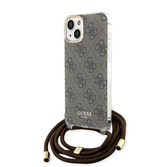 Θήκη για Apple iPhone 15, Guess, 4G IML Printed Crossbody, Καφέ