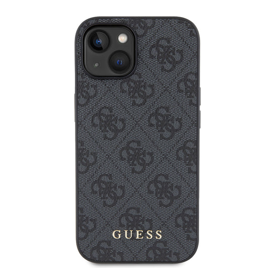 Θήκη για Apple iPhone 15, Guess, 4G Metal Gold Logo, Γκρι