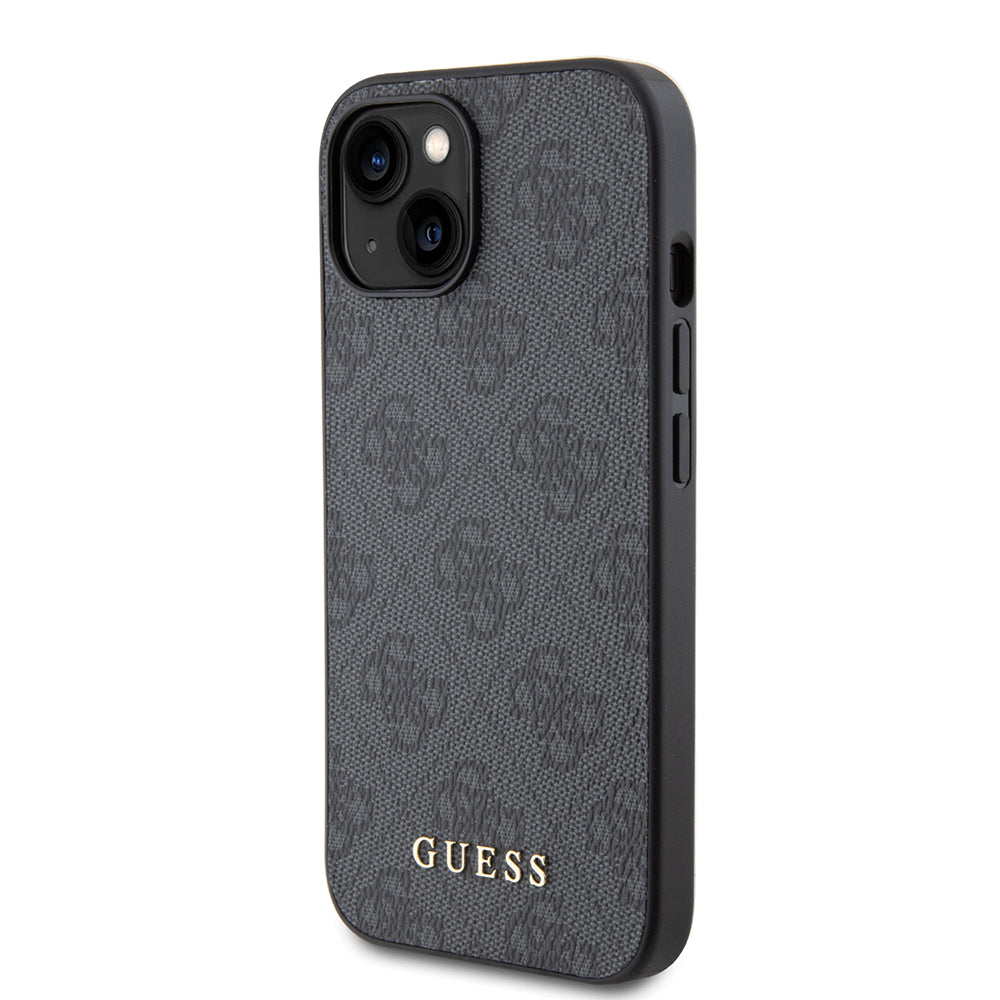 Θήκη για Apple iPhone 15, Guess, 4G Metal Gold Logo, Γκρι
