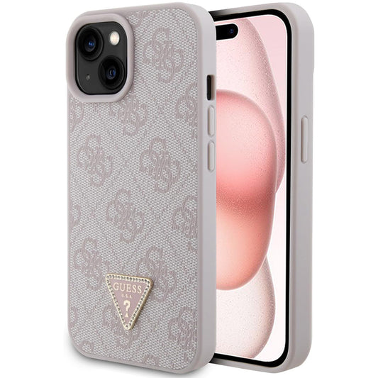 Θήκη για Apple iPhone 15, Guess, 4G Triangle Strass, Ροζ