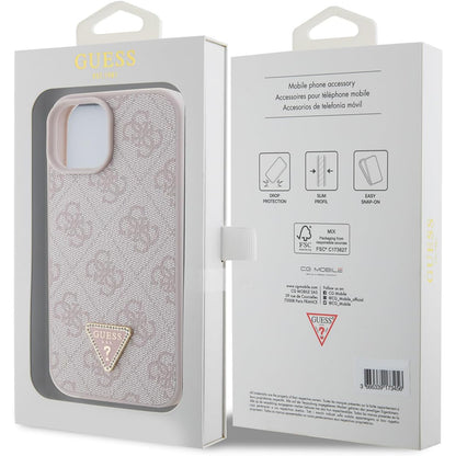 Θήκη για Apple iPhone 15, Guess, 4G Triangle Strass, Ροζ
