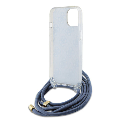 Θήκη για Apple iPhone 15, Guess, Crossbody Cord 4G Print, Μπλε