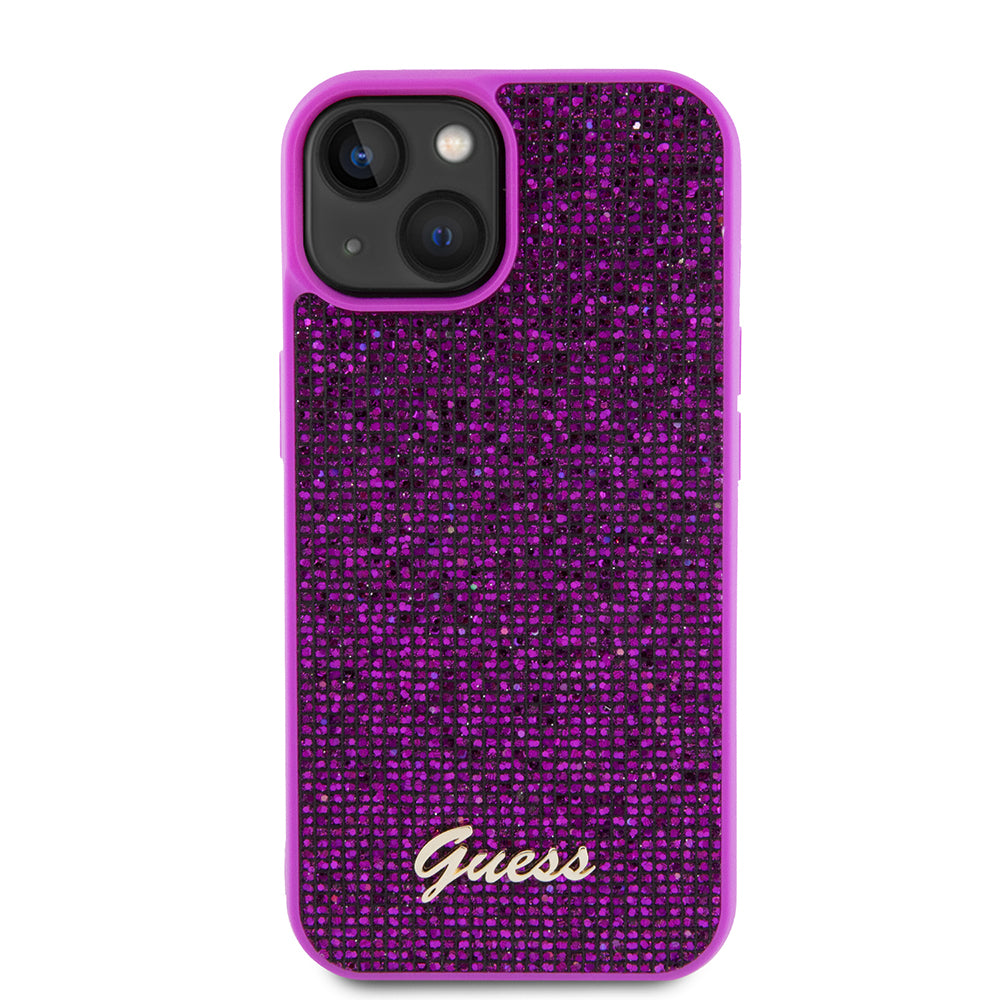 Θήκη για Apple iPhone 15, Guess, Disco Metal Script, Φούξια