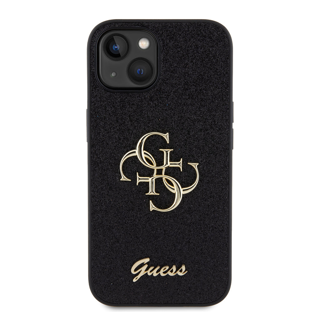 Θήκη για Apple iPhone 15, Guess, Glitter Big 4G Script, Μαύρη
