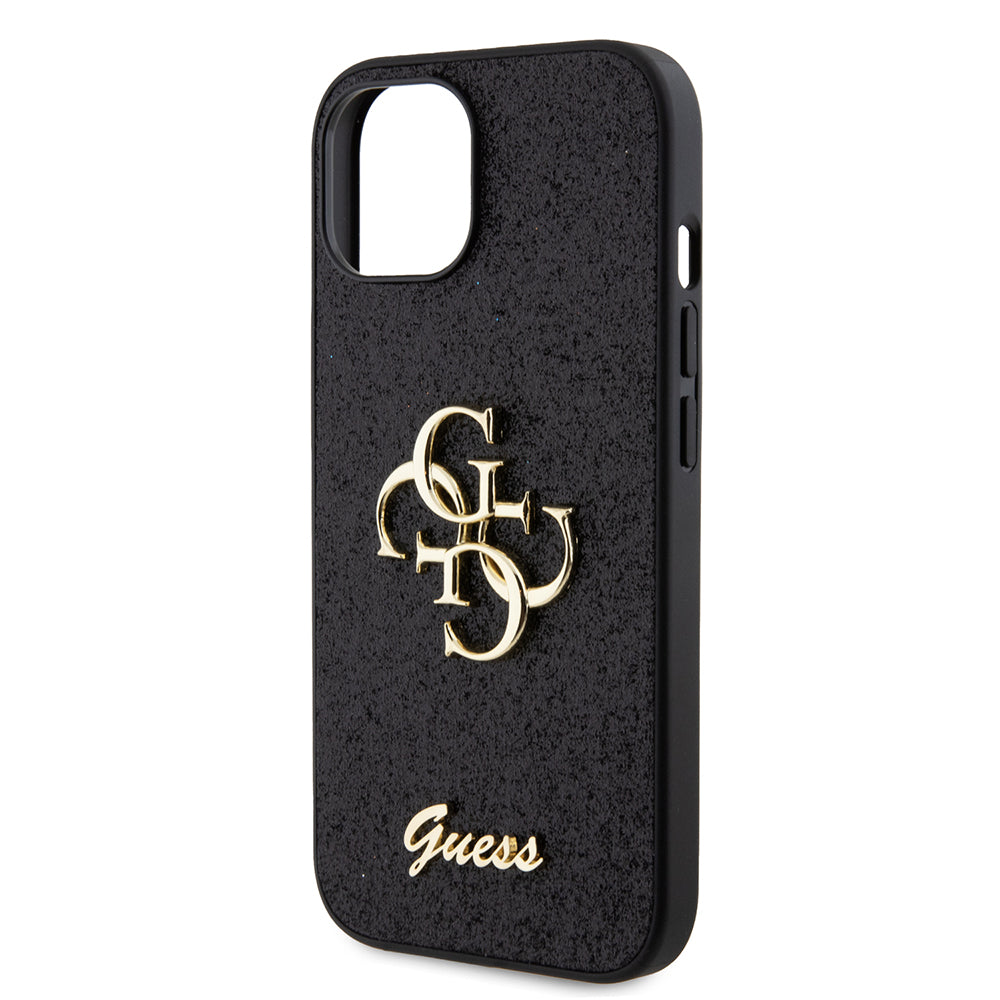 Θήκη για Apple iPhone 15, Guess, Glitter Big 4G Script, Μαύρη