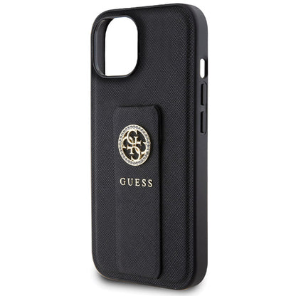Θήκη για Apple iPhone 15, Guess, Grip Stand 4G Saffiano Strass, Μαύρη