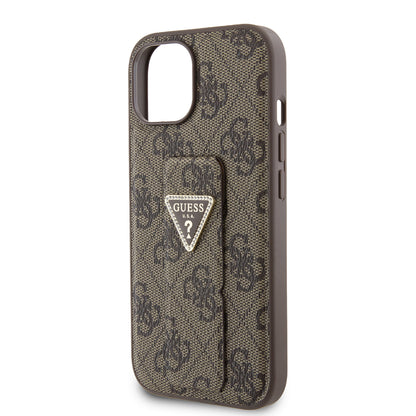 Θήκη για Apple iPhone 15, Guess, Grip Stand 4G Triangle Strass, Καφέ