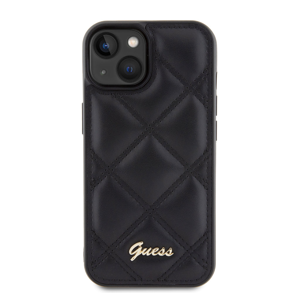 Θήκη για Apple iPhone 15, Guess, Quilted Metal Logo, Μαύρη