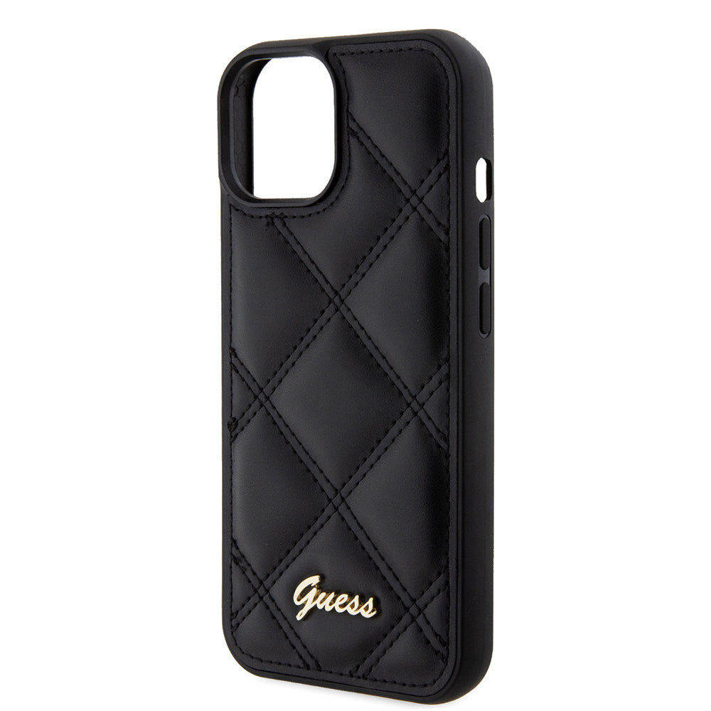 Θήκη για Apple iPhone 15, Guess, Quilted Metal Logo, Μαύρη