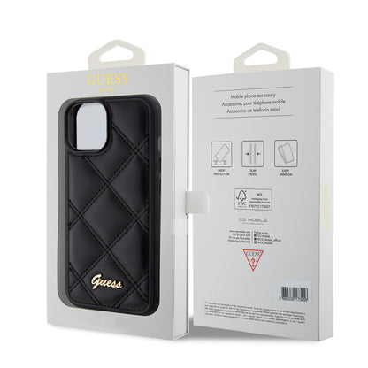 Θήκη για Apple iPhone 15, Guess, Quilted Metal Logo, Μαύρη