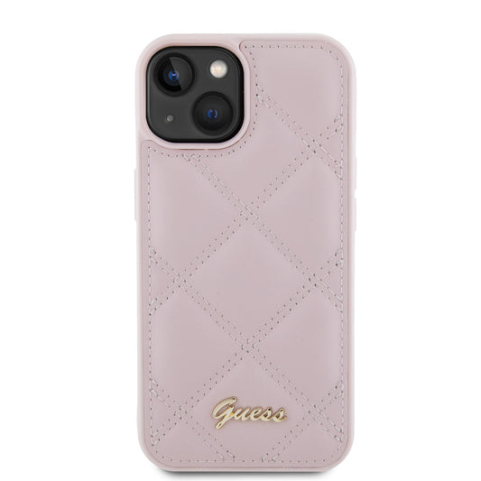 Θήκη για Apple iPhone 15, Guess, Quilted Metal Logo, Ροζ
