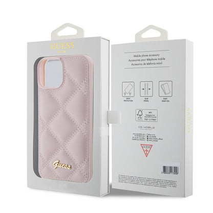Θήκη για Apple iPhone 15, Guess, Quilted Metal Logo, Ροζ