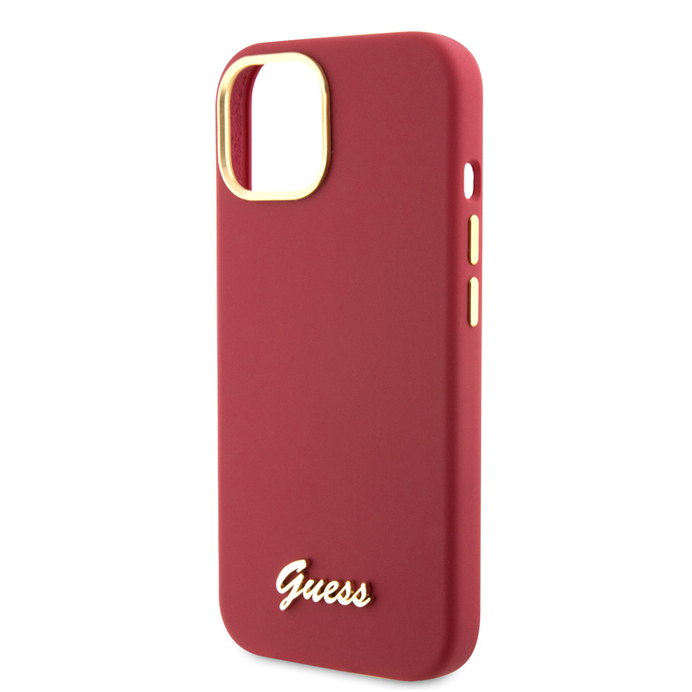 Θήκη για Apple iPhone 15, Guess, Script Metal Logo & Frame, Ροζ