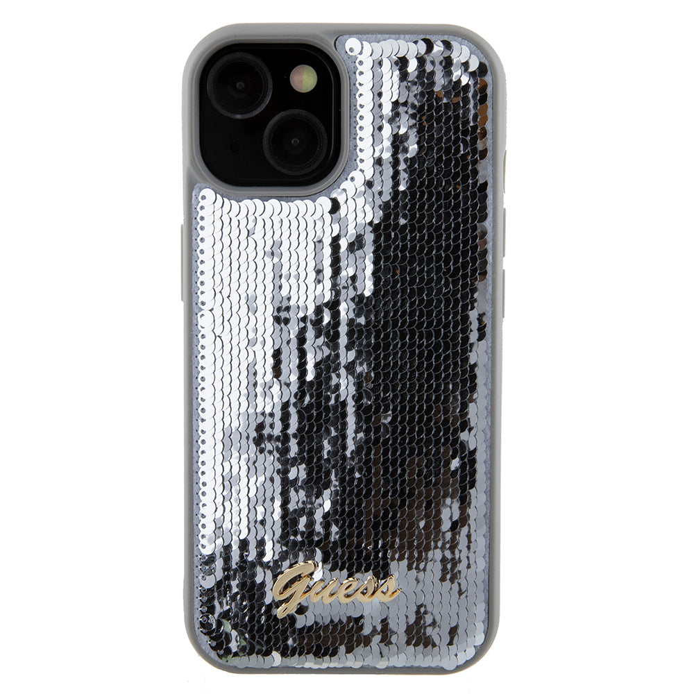Θήκη για Apple iPhone 15, Guess, Sequin Script Metal, Ασημί