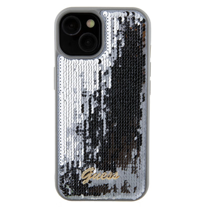 Θήκη για Apple iPhone 15, Guess, Sequin Script Metal, Ασημί