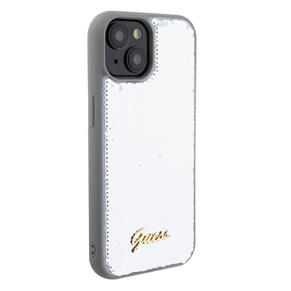Θήκη για Apple iPhone 15, Guess, Sequin Script Metal, Ασημί