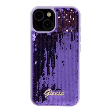 Case for Apple iPhone 15, Guess, Sequin Script Metal, Purple