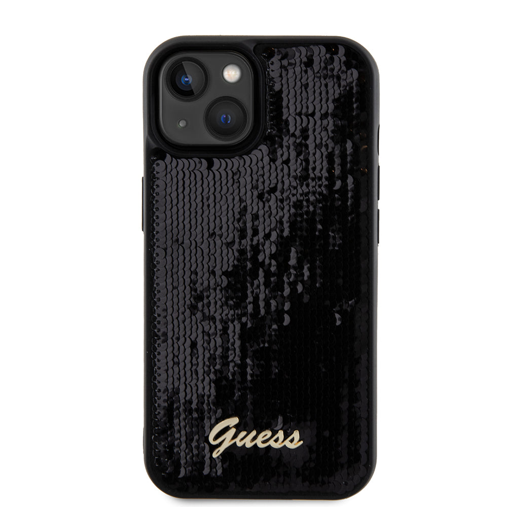 Θήκη για Apple iPhone 15, Guess, Sequin Script Metal, Μαύρη