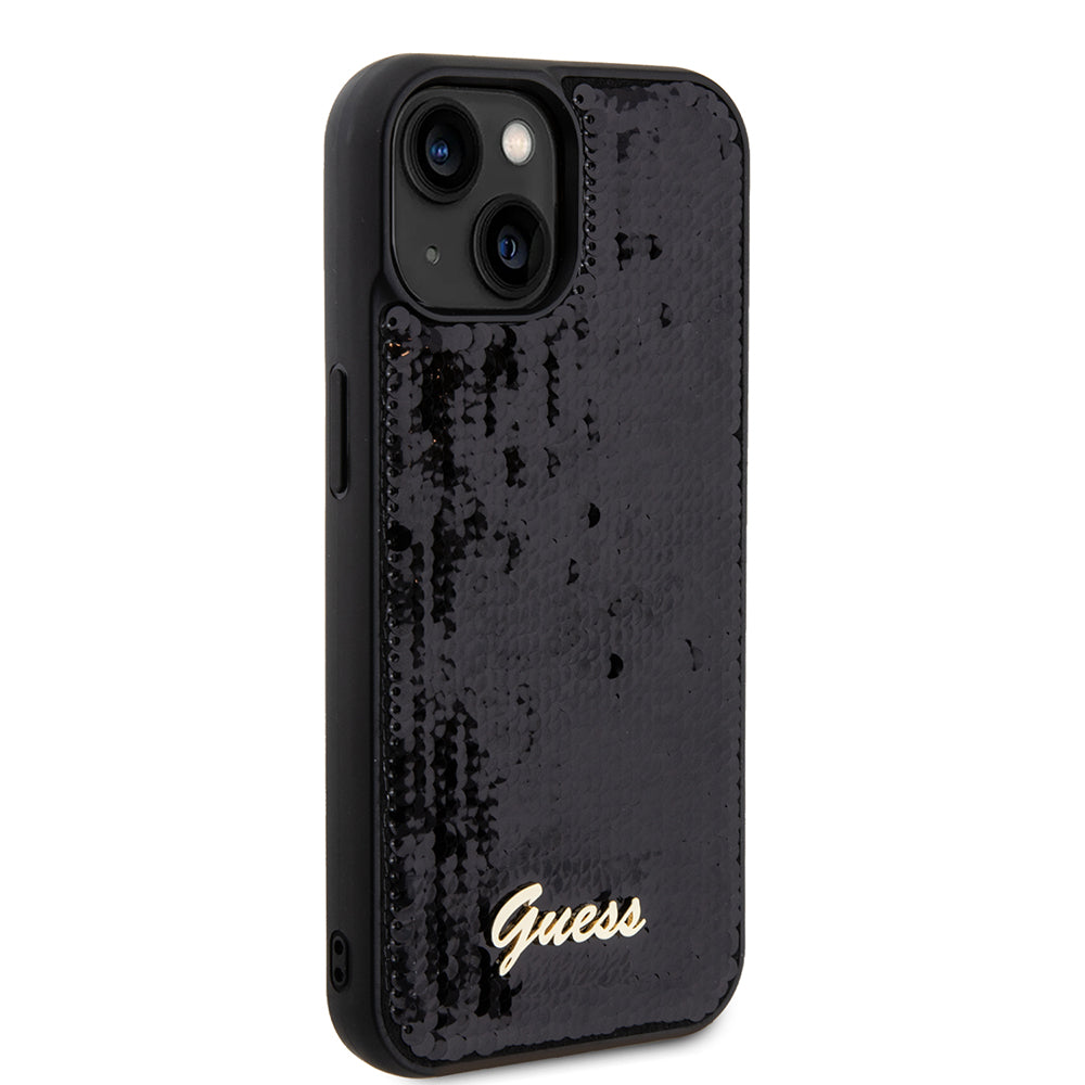 Θήκη για Apple iPhone 15, Guess, Sequin Script Metal, Μαύρη