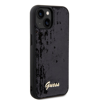 Θήκη για Apple iPhone 15, Guess, Sequin Script Metal, Μαύρη