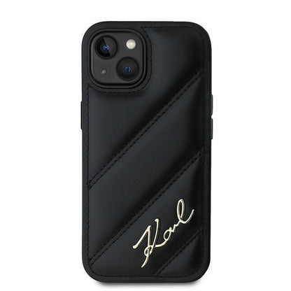 Θήκη για Apple iPhone 15, Karl Lagerfeld, Diagonal Quilted Script, Μαύρη