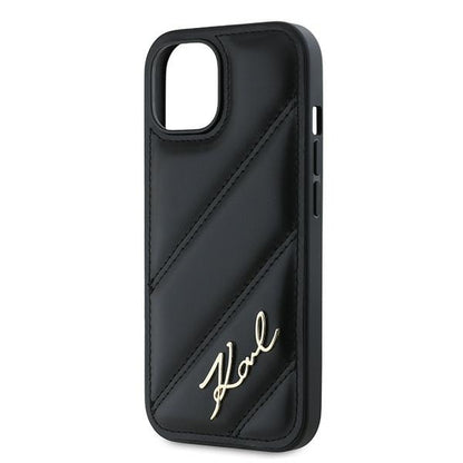 Θήκη για Apple iPhone 15, Karl Lagerfeld, Diagonal Quilted Script, Μαύρη