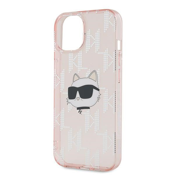 Θήκη για Apple iPhone 15, Karl Lagerfeld, IML Luxury Monogram Choupette's Head, Ροζ