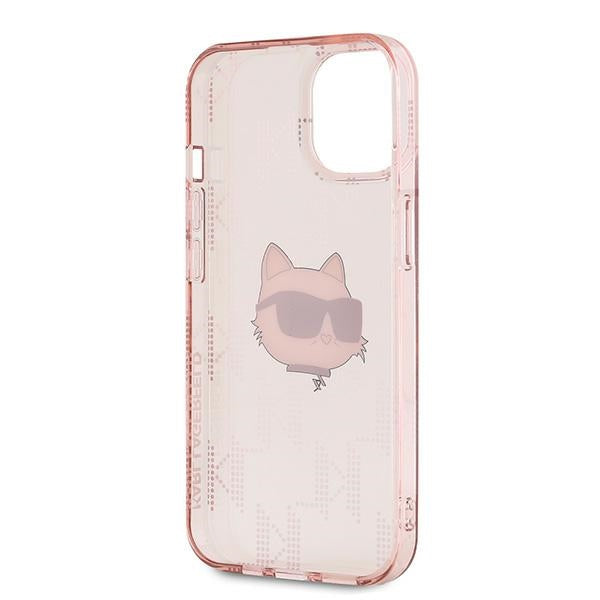 Θήκη για Apple iPhone 15, Karl Lagerfeld, IML Luxury Monogram Choupette's Head, Ροζ