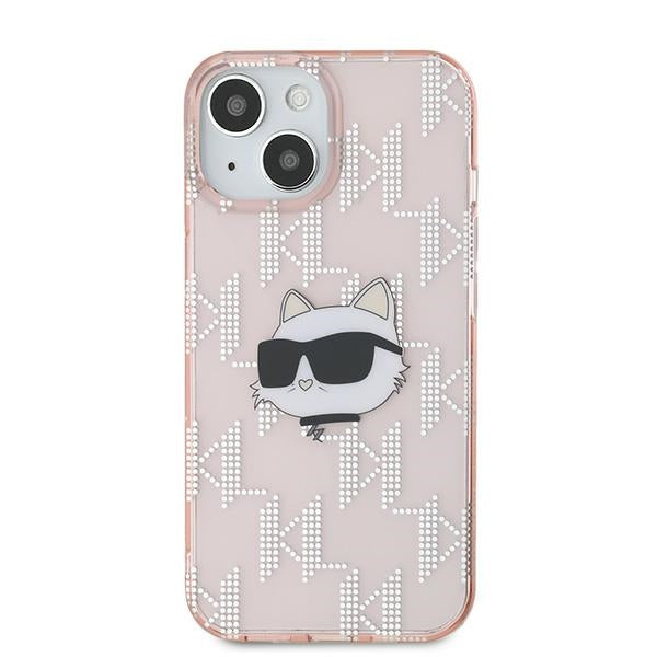 Θήκη για Apple iPhone 15, Karl Lagerfeld, IML Luxury Monogram Choupette's Head, Ροζ