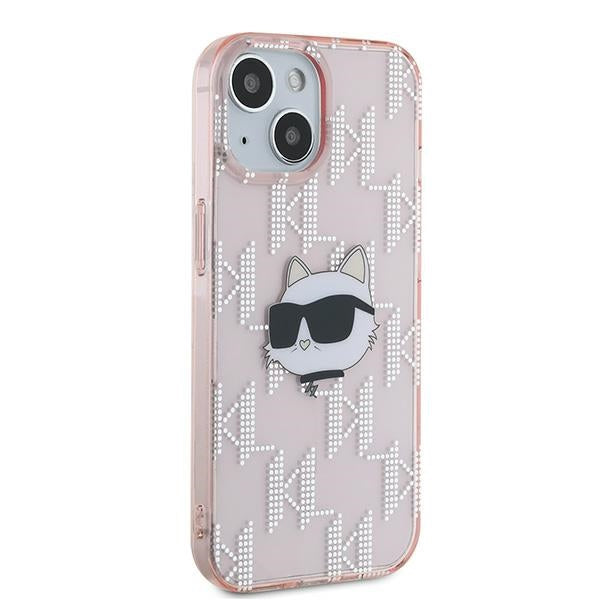 Θήκη για Apple iPhone 15, Karl Lagerfeld, IML Luxury Monogram Choupette's Head, Ροζ