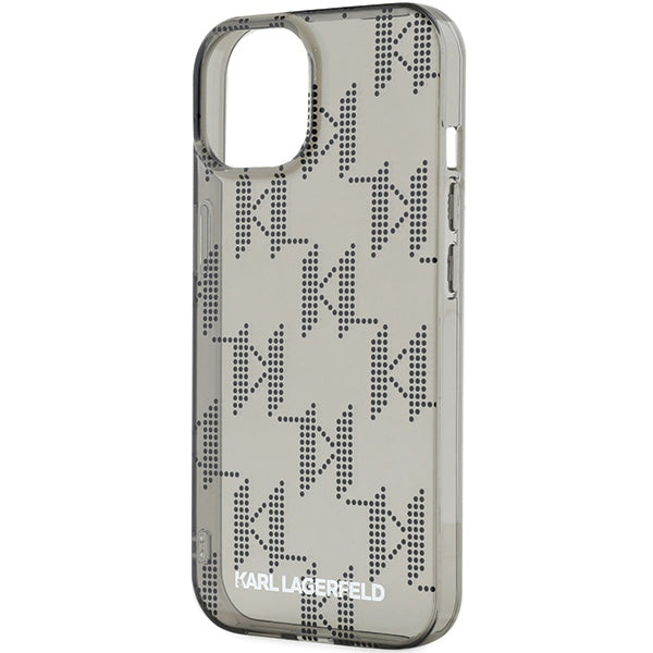 Θήκη για Apple iPhone 15, Karl Lagerfeld, IML Luxury Monogram KL Pattern with Strap, Μαύρη