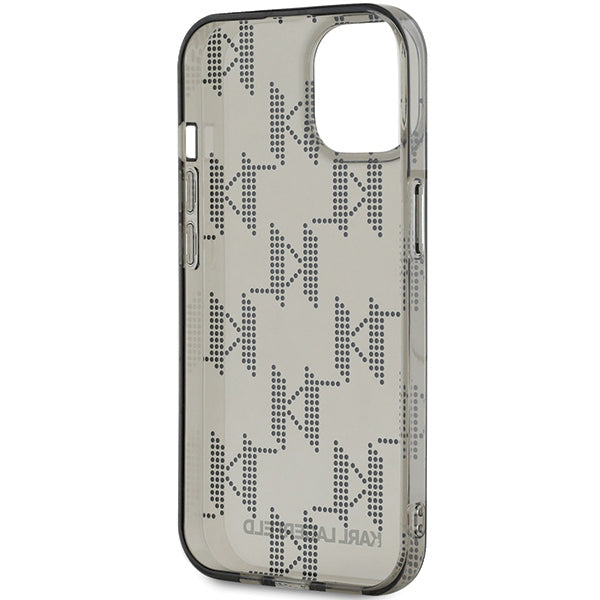 Θήκη για Apple iPhone 15, Karl Lagerfeld, IML Luxury Monogram KL Pattern with Strap, Μαύρη
