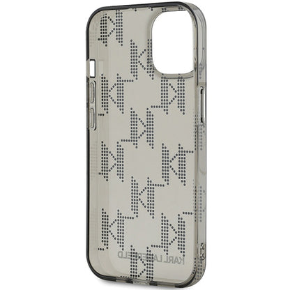 Θήκη για Apple iPhone 15, Karl Lagerfeld, IML Luxury Monogram KL Pattern with Strap, Μαύρη