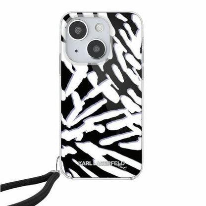 Θήκη για Apple iPhone 15, Karl Lagerfeld, IML Luxury Zebra Pattern with Strap, Μαύρη
