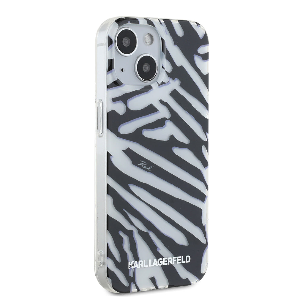 Θήκη για Apple iPhone 15, Karl Lagerfeld, IML Luxury Zebra Pattern with Strap, Μαύρη