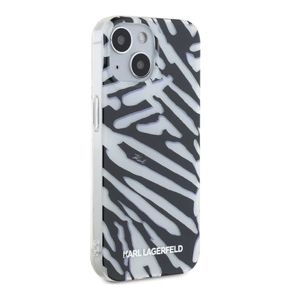 Θήκη για Apple iPhone 15, Karl Lagerfeld, IML Luxury Zebra Pattern with Strap, Μαύρη