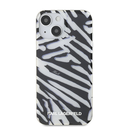 Θήκη για Apple iPhone 15, Karl Lagerfeld, IML Luxury Zebra Pattern with Strap, Μαύρη